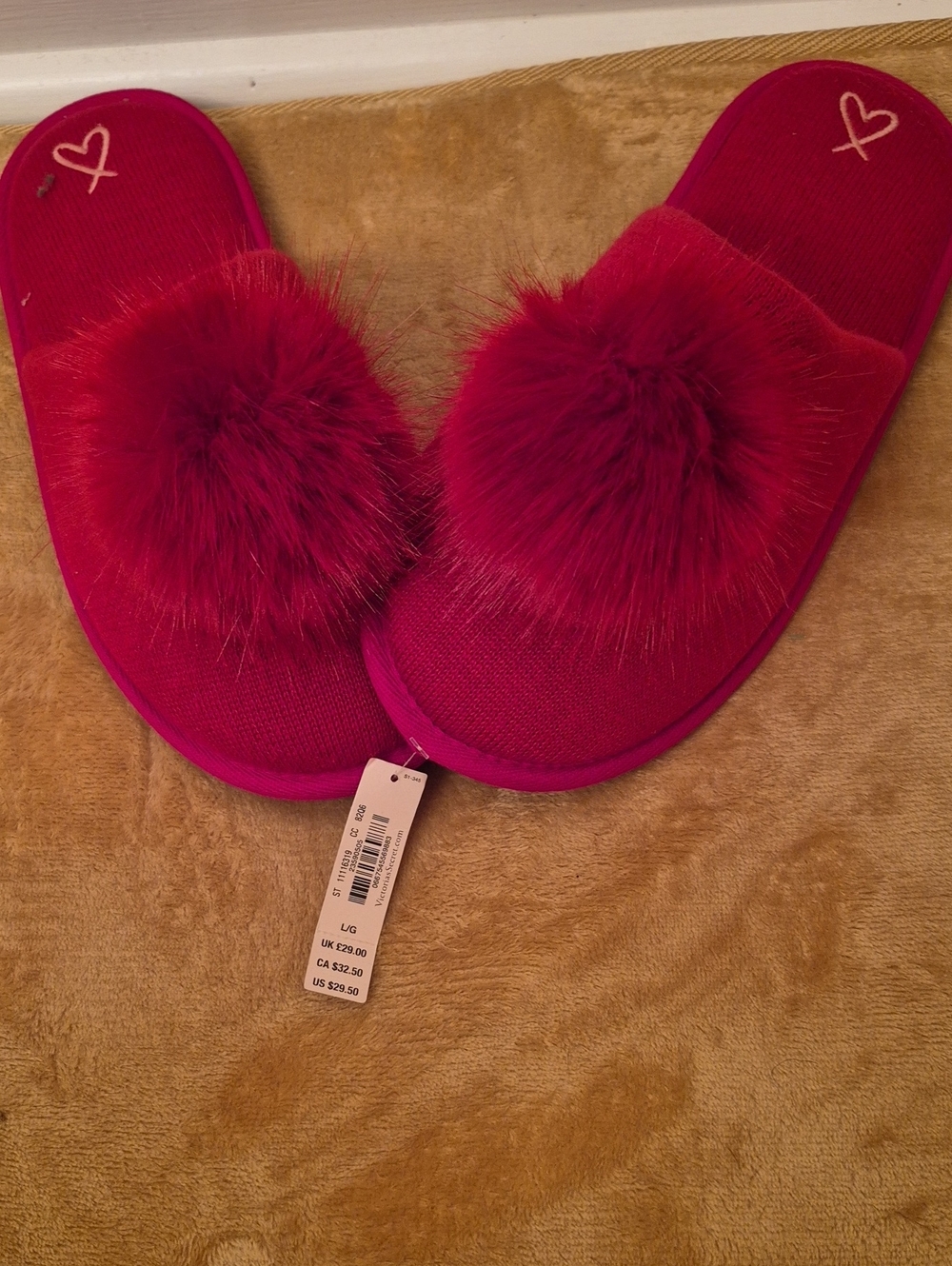 Victoria's Secret Bright Fuchsia Knit House Shoes